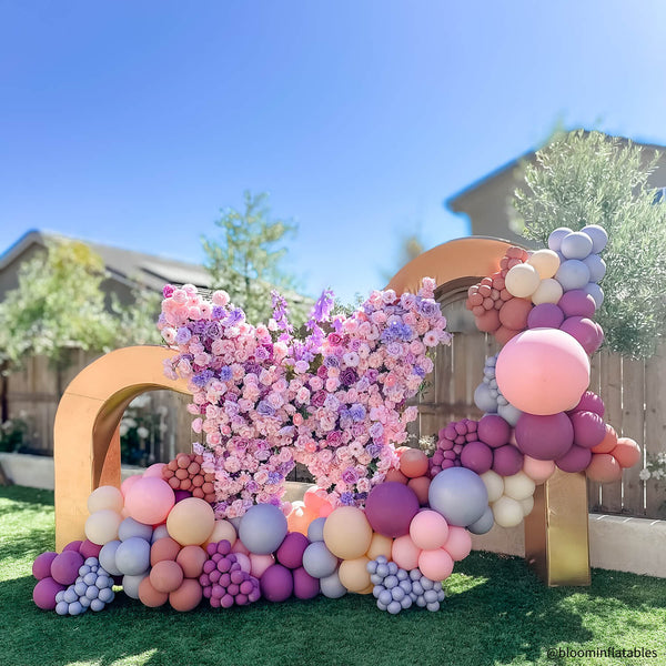 5.9x5.9ft Flower Wall With Artificial Pink & Purple Roses Butterfly Floral Decoration For Party-ubackdrop