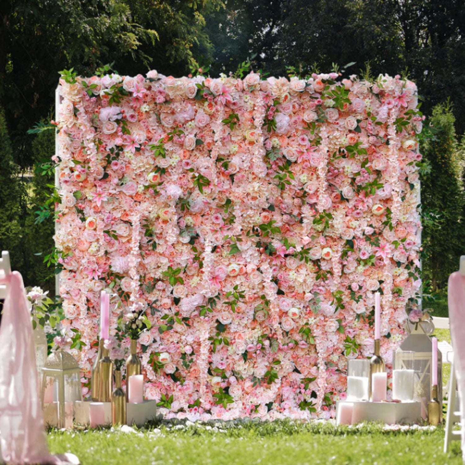 Pink Roses Flower Wall Backdrop for Wedding&Birthday&Baby Shower Party Decoration-ubackdrop