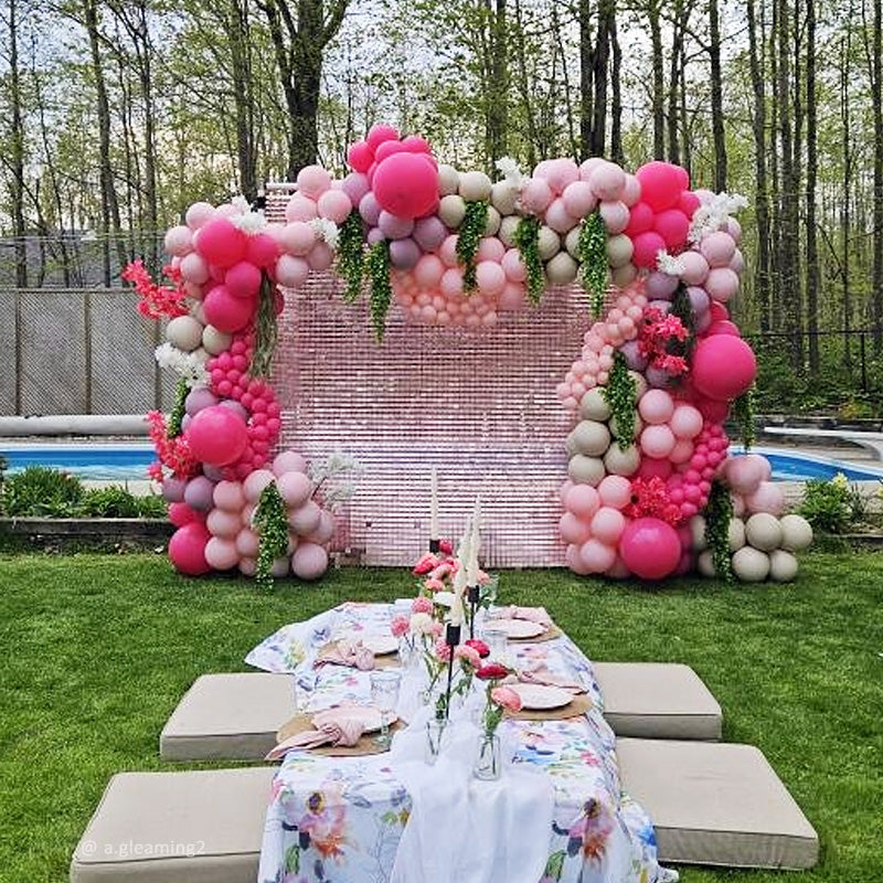 Matte Pink Shimmer Wall Panels, Easy Setup Party Decorations-ubackdrop