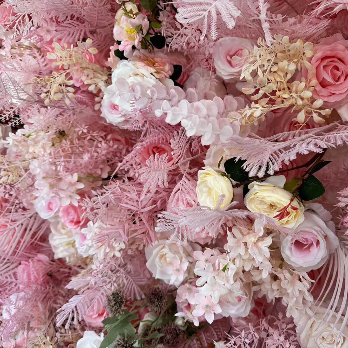5D Boho Pink Fabric Artificial Flower Wall Event Decoration-ubackdrop