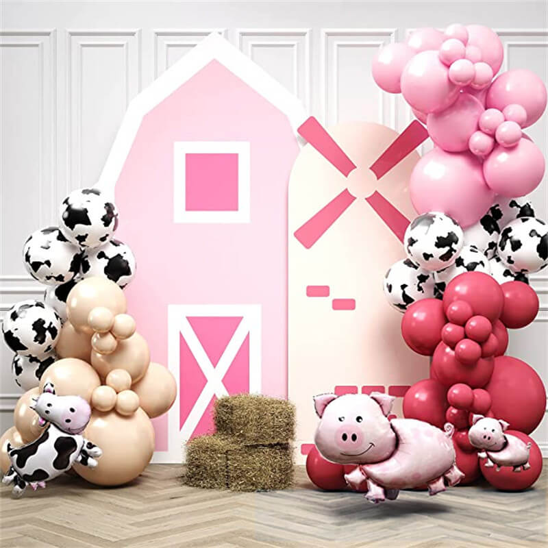 Pink Farm Theme Cow Print Balloon Kit Girl Birthday Party Theme Decoration-ubackdrop