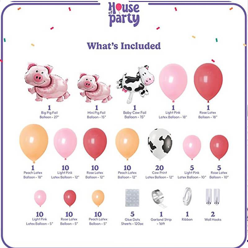 Pink Farm Theme Cow Print Balloon Kit Girl Birthday Party Theme Decoration-ubackdrop