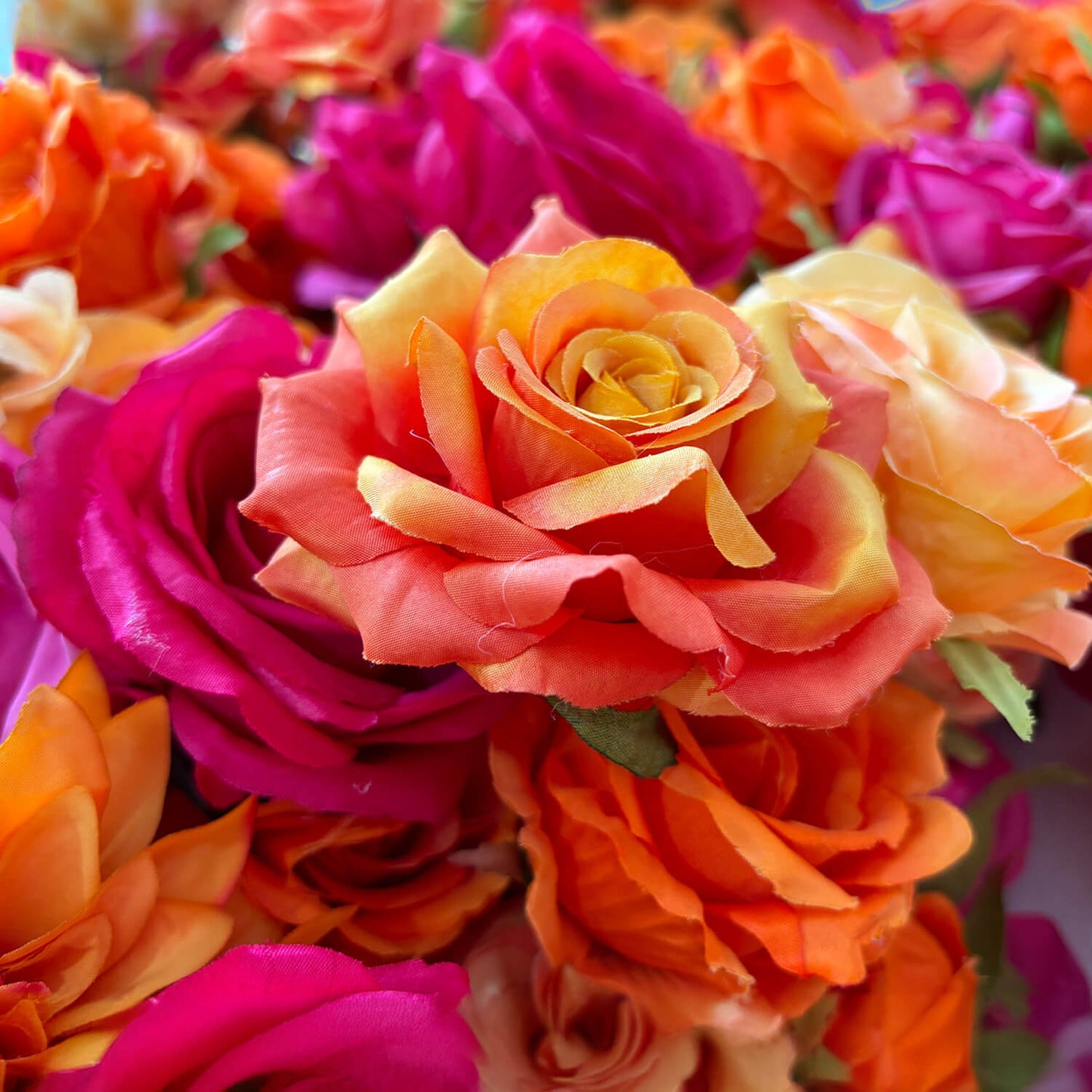 Pink Orange Roses Fabric Artificial Arch Flower Wall-ubackdrop