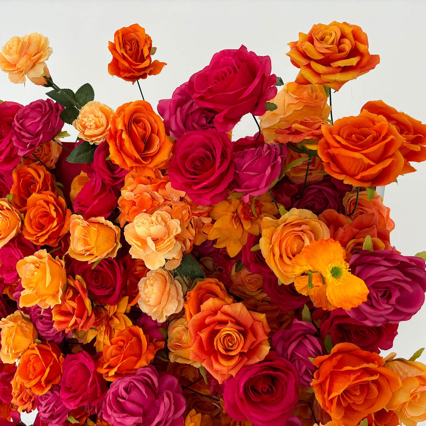 Pink Orange Roses Fabric Artificial Arch Flower Wall-ubackdrop