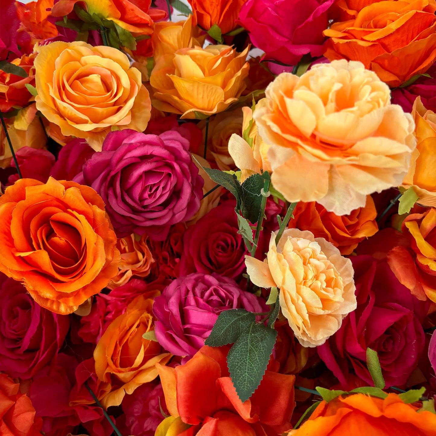Pink Orange Roses Fabric Artificial Arch Flower Wall-ubackdrop