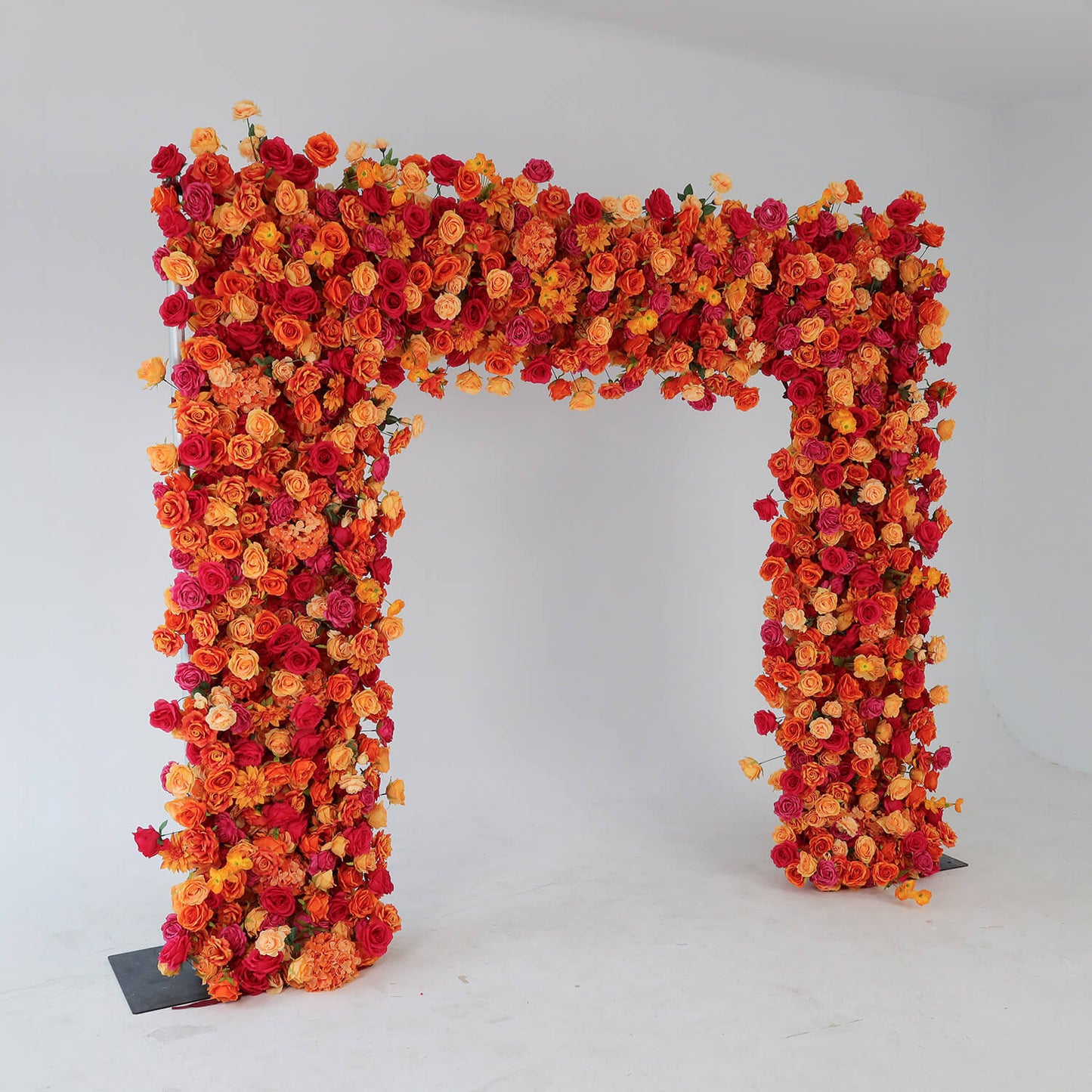 Pink Orange Roses Fabric Artificial Arch Flower Wall-ubackdrop