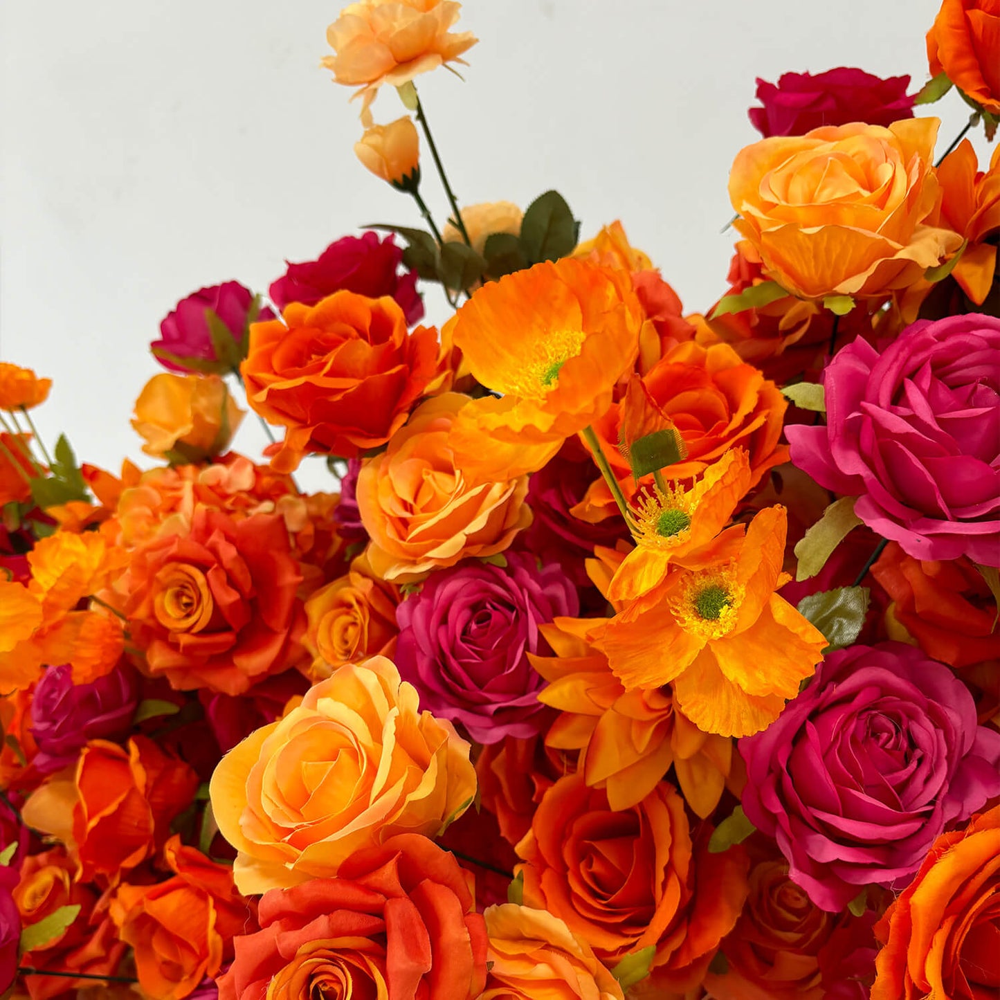 Pink Orange Roses Fabric Artificial Arch Flower Wall-ubackdrop