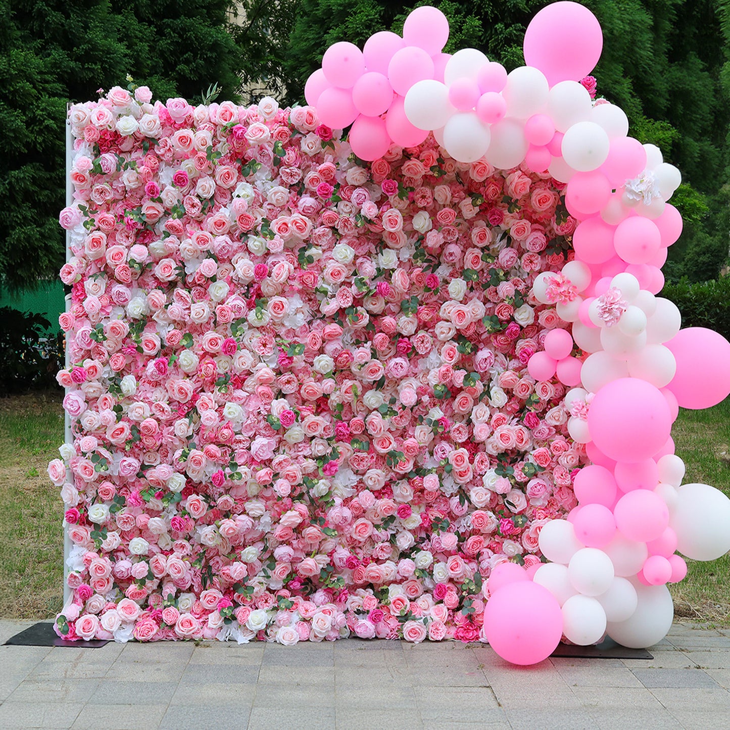 Pink Rose Flower Wall Backdrop for Birthday&Baby Shower Party Decorations-ubackdrop