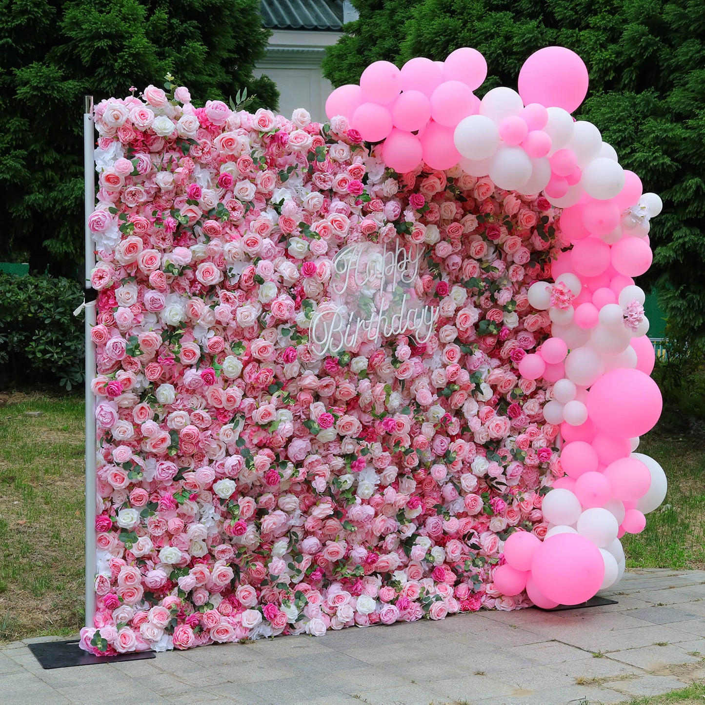 Pink Rose Flower Wall Backdrop for Birthday&Baby Shower Party Decorations-ubackdrop