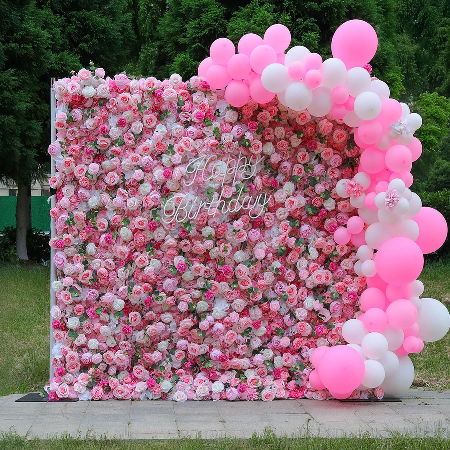 Pink Rose Flower Wall Backdrop for Birthday&Baby Shower Party Decorations-ubackdrop