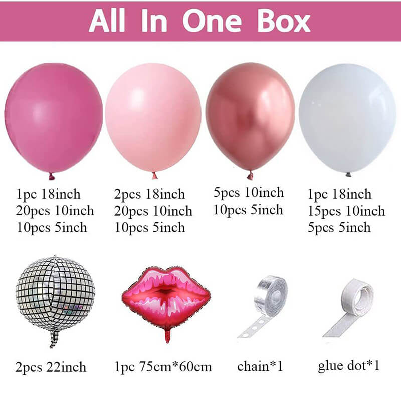 Pink Rose Gold Balloon Silver Balloon Kit Girl Birthday Theme Party Valentine's Day-ubackdrop