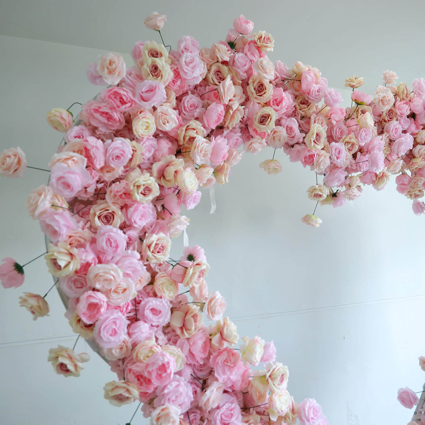 Pink Rose Heart Shaped Flower Wall Wedding Decoration-ubackdrop