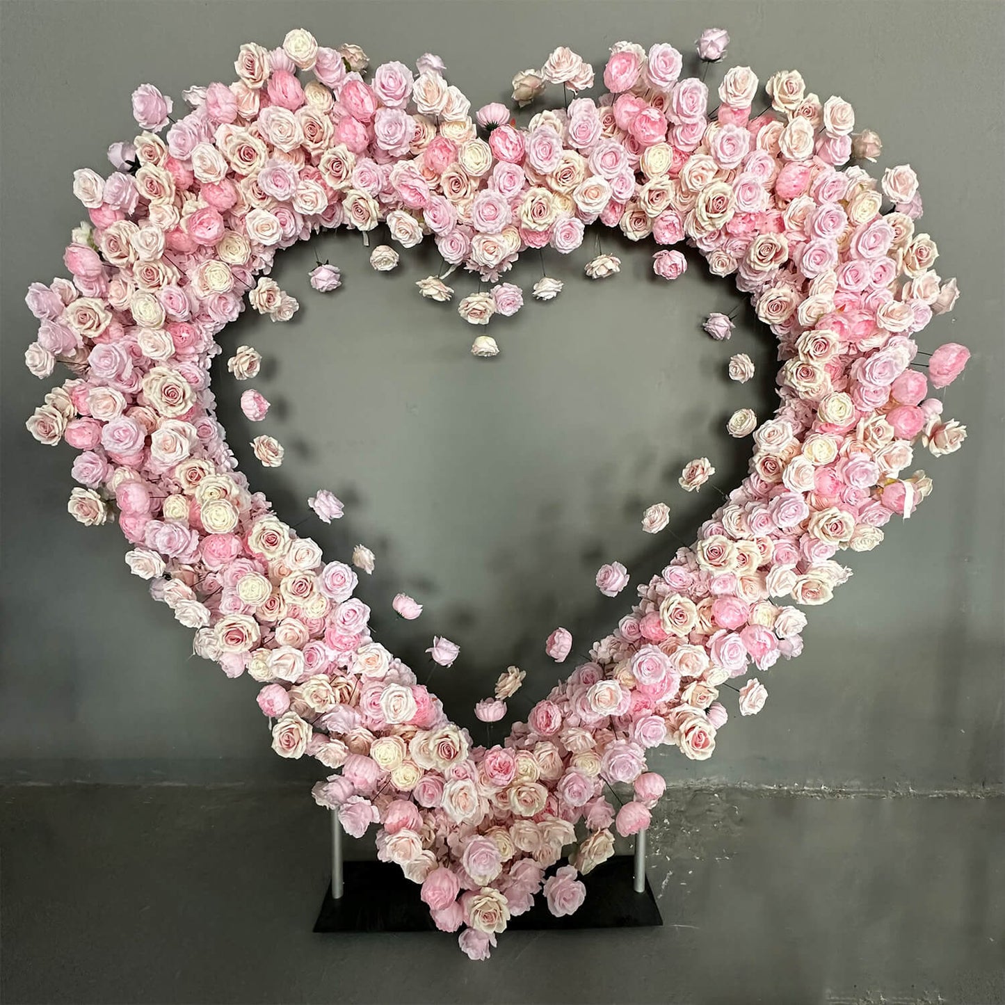 Pink Rose Heart Shaped Flower Wall Wedding Decoration-ubackdrop