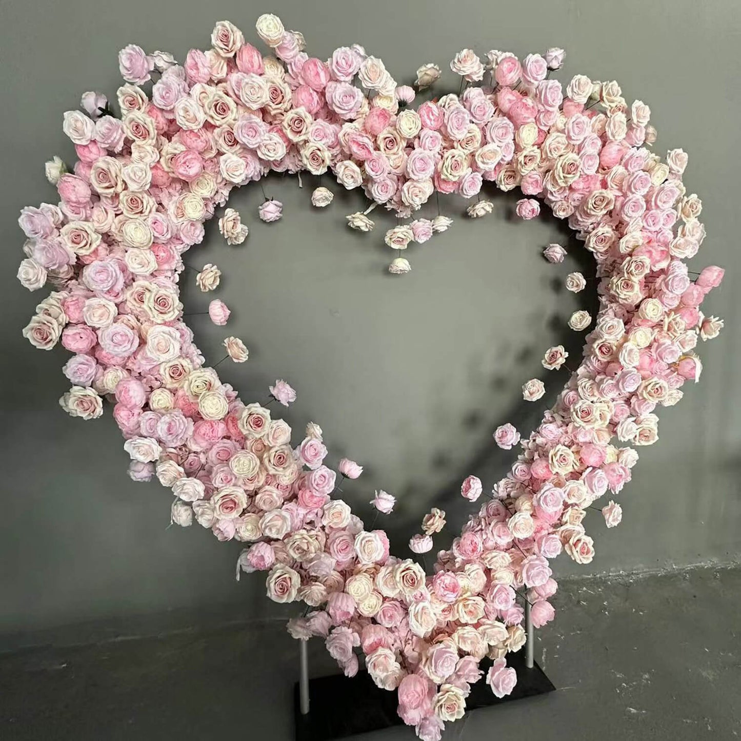 Pink Rose Heart Shaped Flower Wall Wedding Decoration-ubackdrop