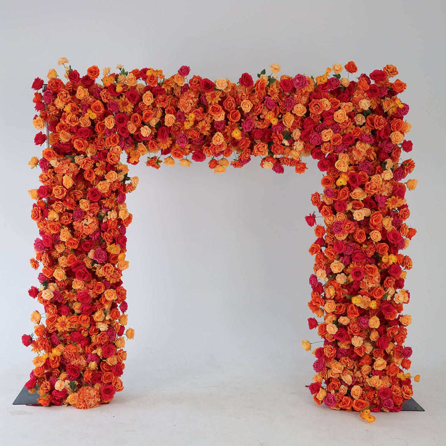 Pink Orange Roses Fabric Artificial Arch Flower Wall-ubackdrop