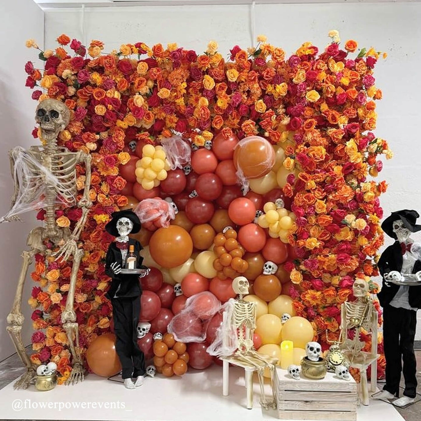 Pink Orange Roses Fabric Artificial Arch Flower Wall-ubackdrop