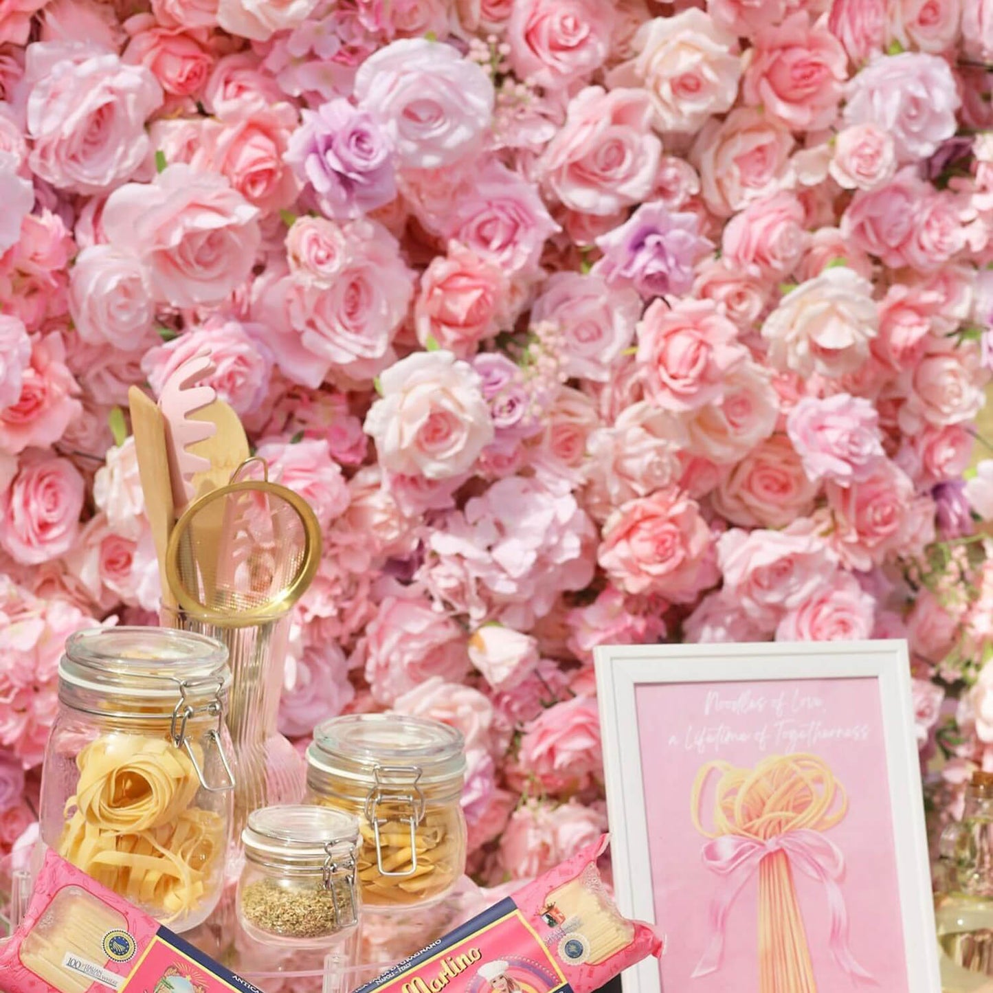 Pink and Purple Roses Fabric Flower Wall for Birthday Party-ubackdrop