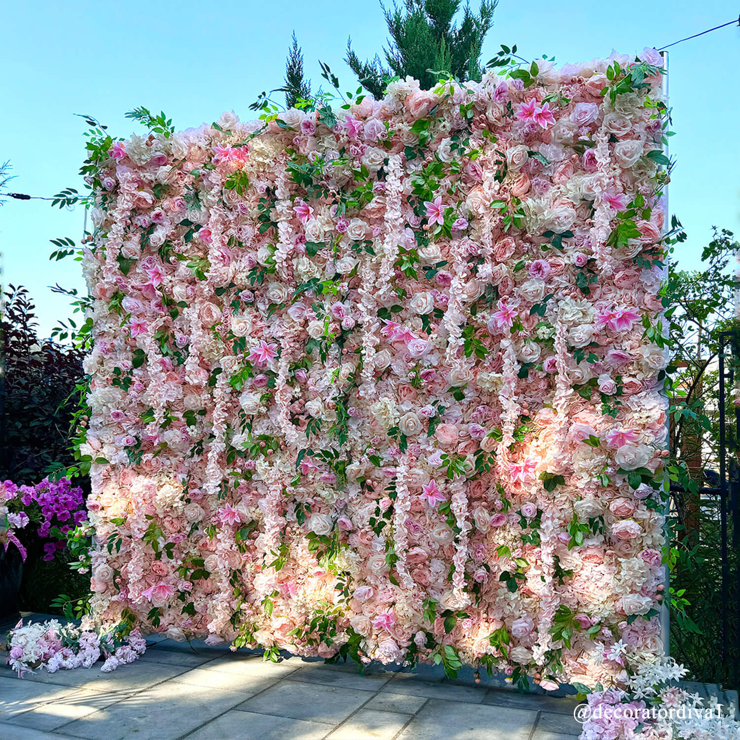 Pink Roses Flower Wall Backdrop for Wedding&Birthday&Baby Shower Party Decoration-ubackdrop