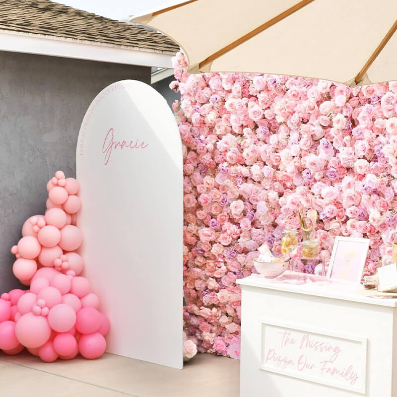Pink and Purple Roses Fabric Flower Wall for Birthday Party-ubackdrop