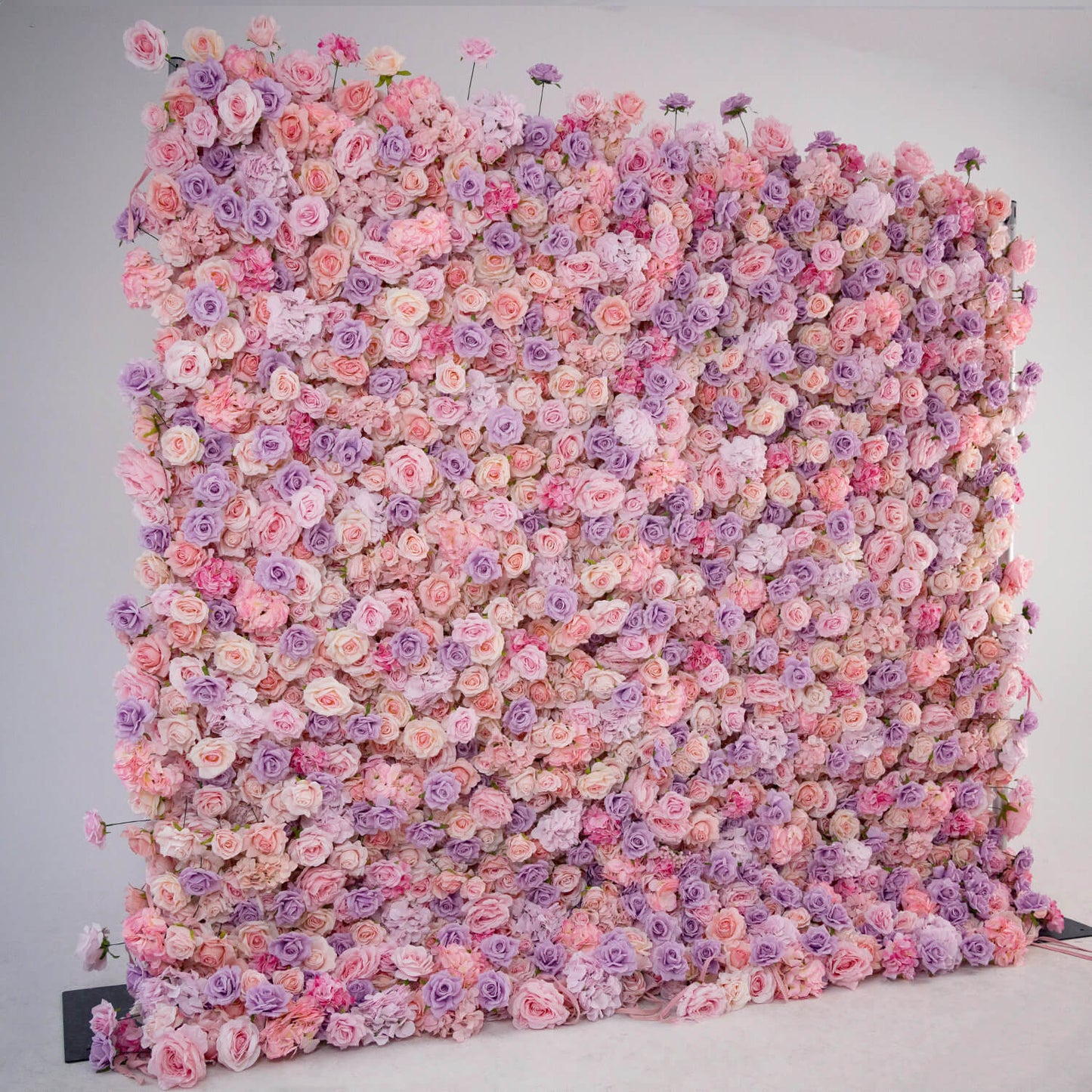 Pink and Purple Roses Fabric Flower Wall for Birthday Party-ubackdrop
