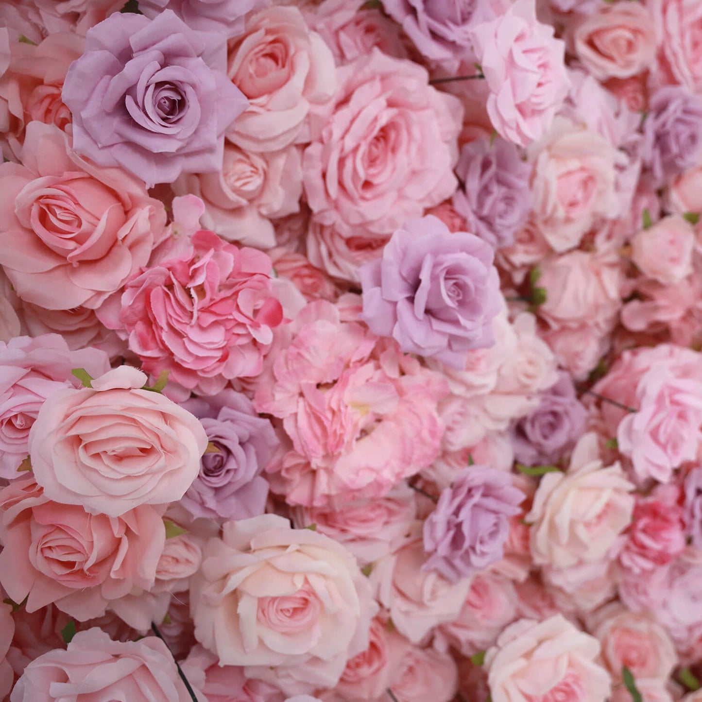Pink and Purple Roses Fabric Flower Wall for Birthday Party-ubackdrop