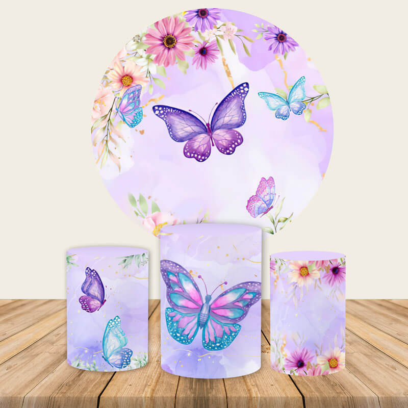 Purple Butterfly Happy Birthday Party Wedding Decoration-ubackdrop