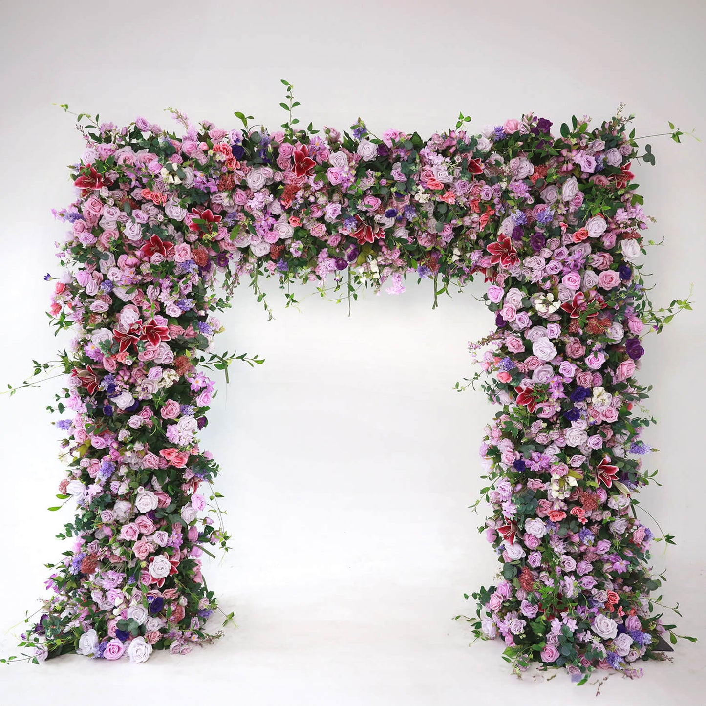 7D Purple Fabric Artificial Flower Wall Arch Wedding Party Decoration-ubackdrop