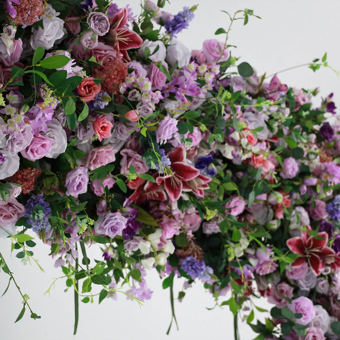 7D Purple Fabric Artificial Flower Wall Arch Wedding Party Decoration-ubackdrop
