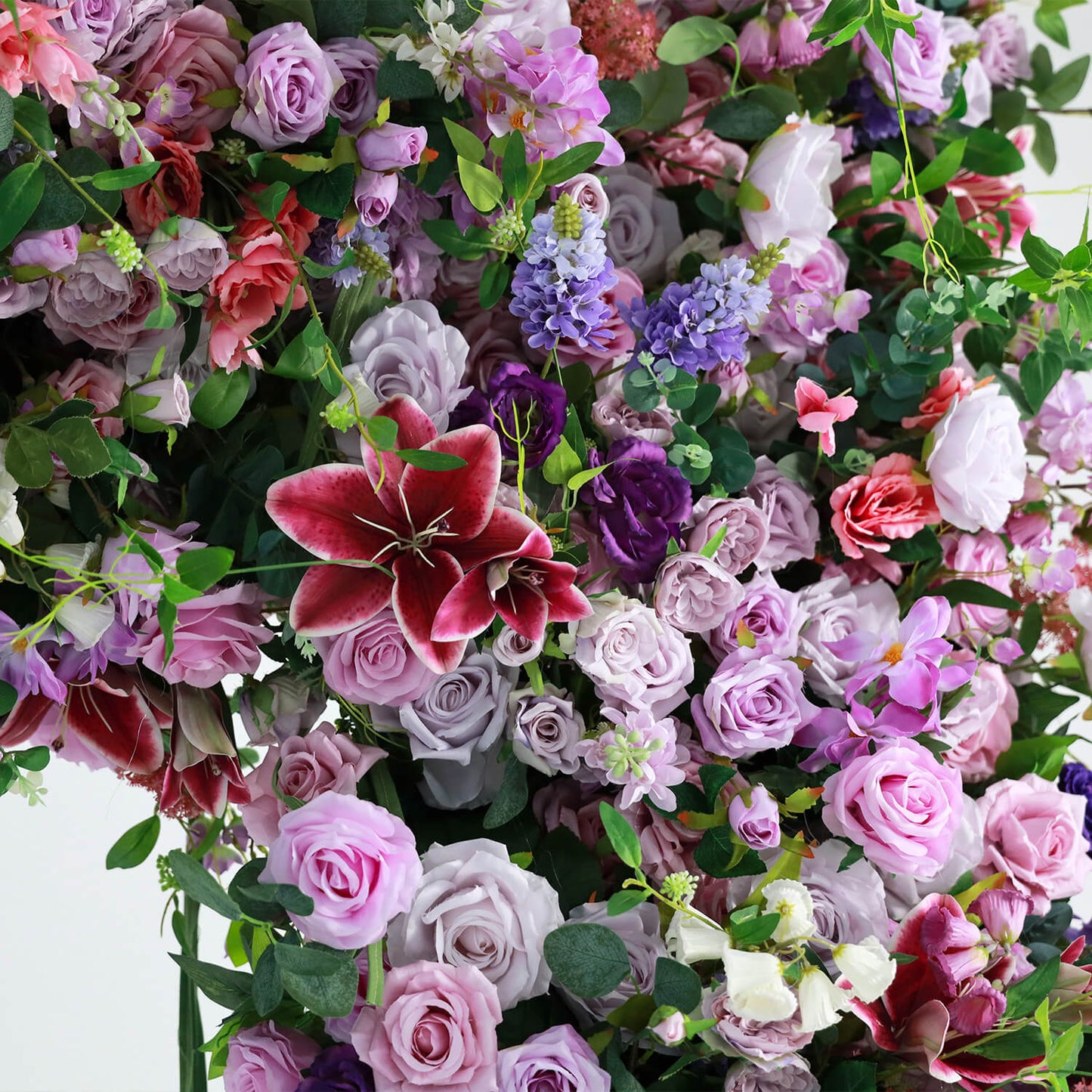7D Purple Fabric Artificial Flower Wall Arch Wedding Party Decoration-ubackdrop