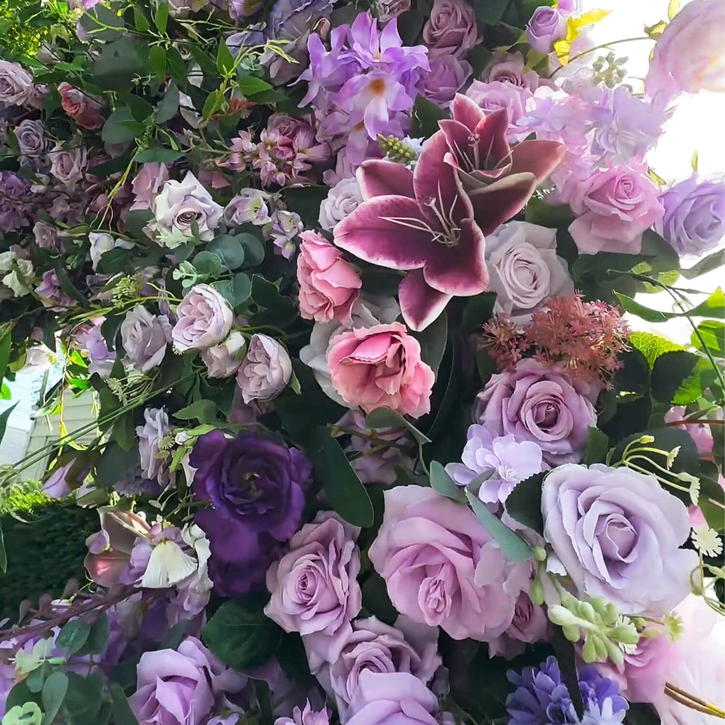 7D Purple Fabric Artificial Flower Wall Arch Wedding Party Decoration-ubackdrop