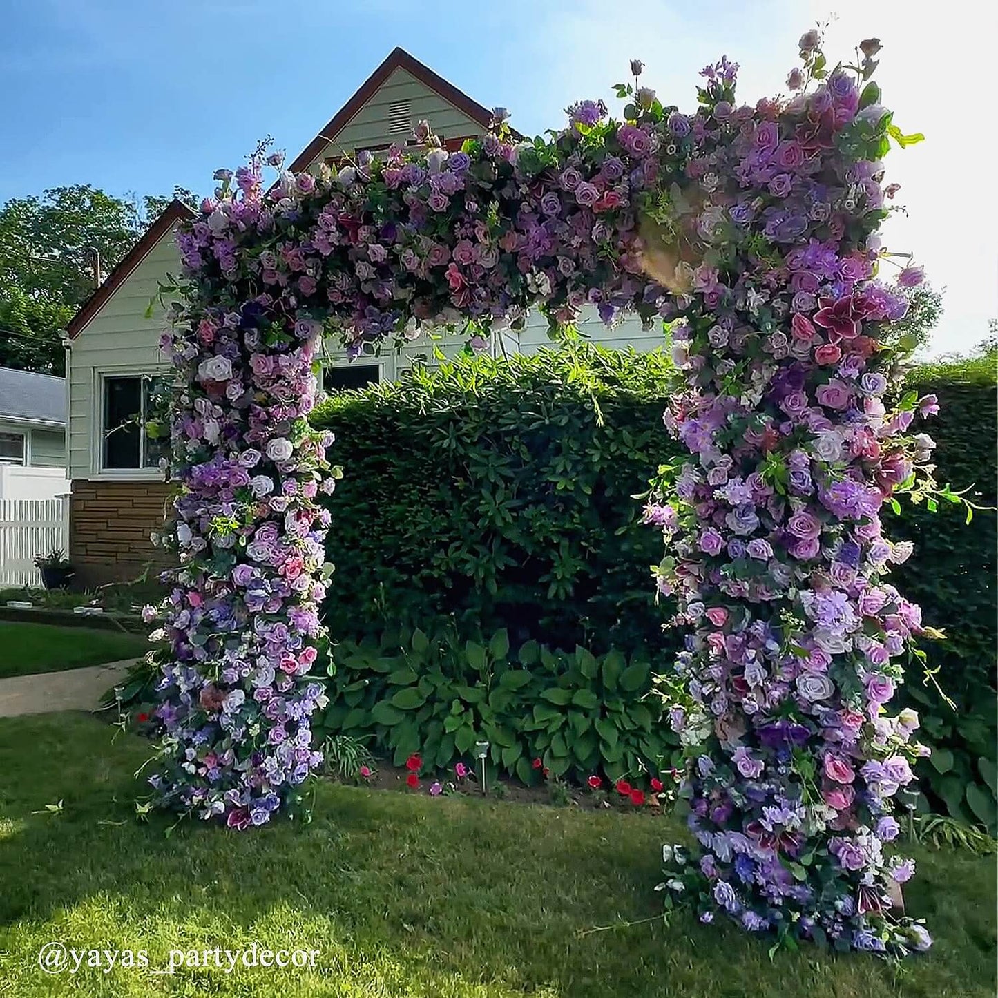 7D Purple Fabric Artificial Flower Wall Arch Wedding Party Decoration-ubackdrop