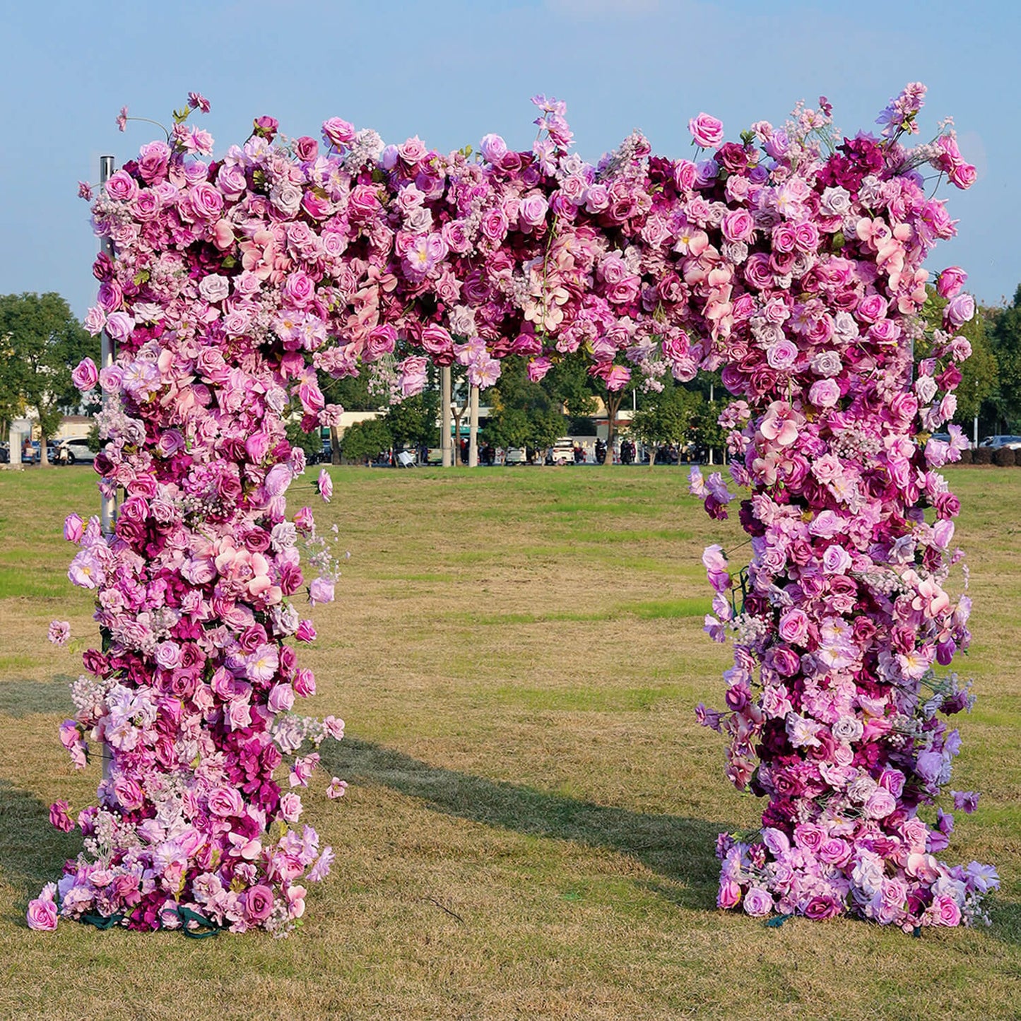 Purple Roses Fabric Artificial Arch Flower Wall-ubackdrop