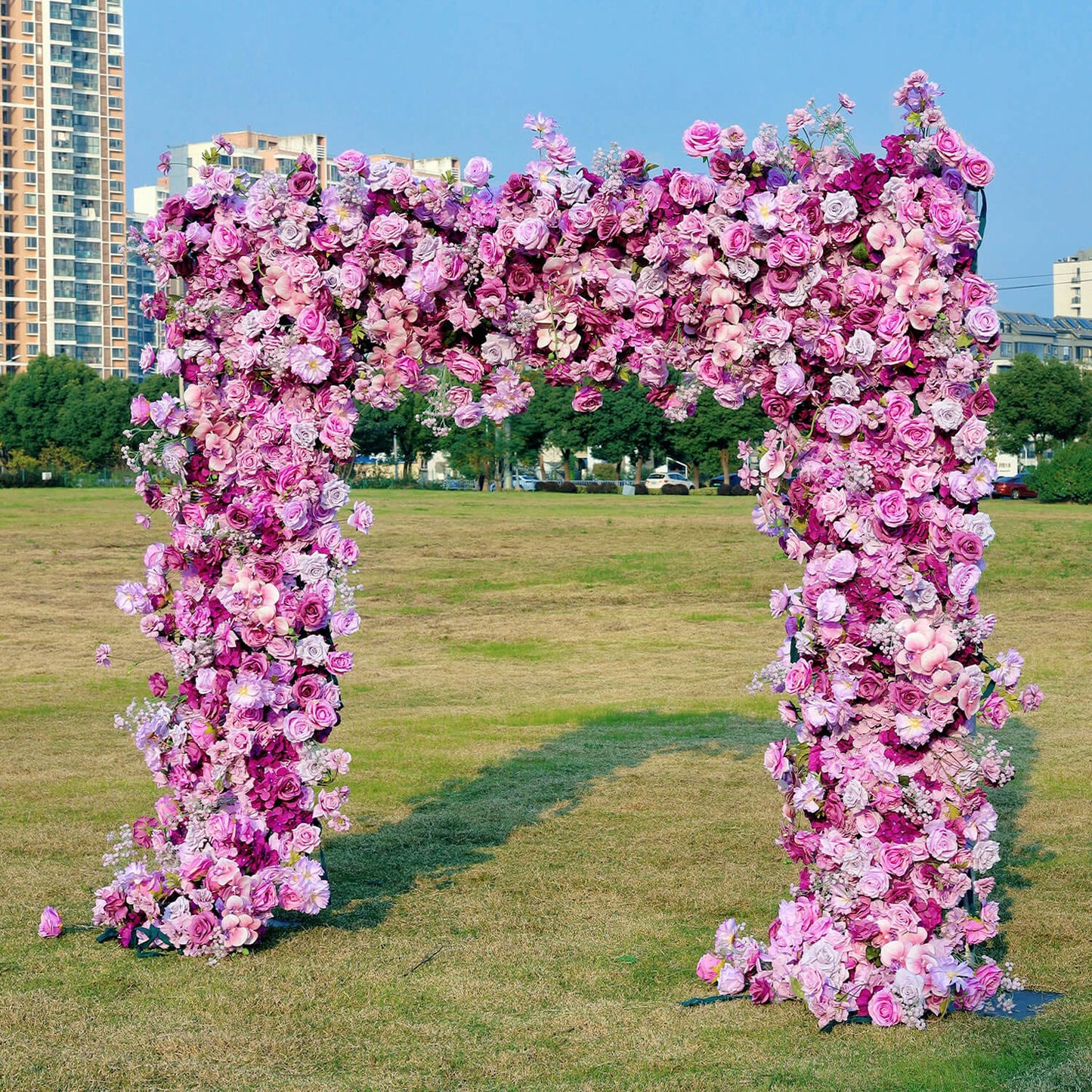Purple Roses Fabric Artificial Arch Flower Wall-ubackdrop