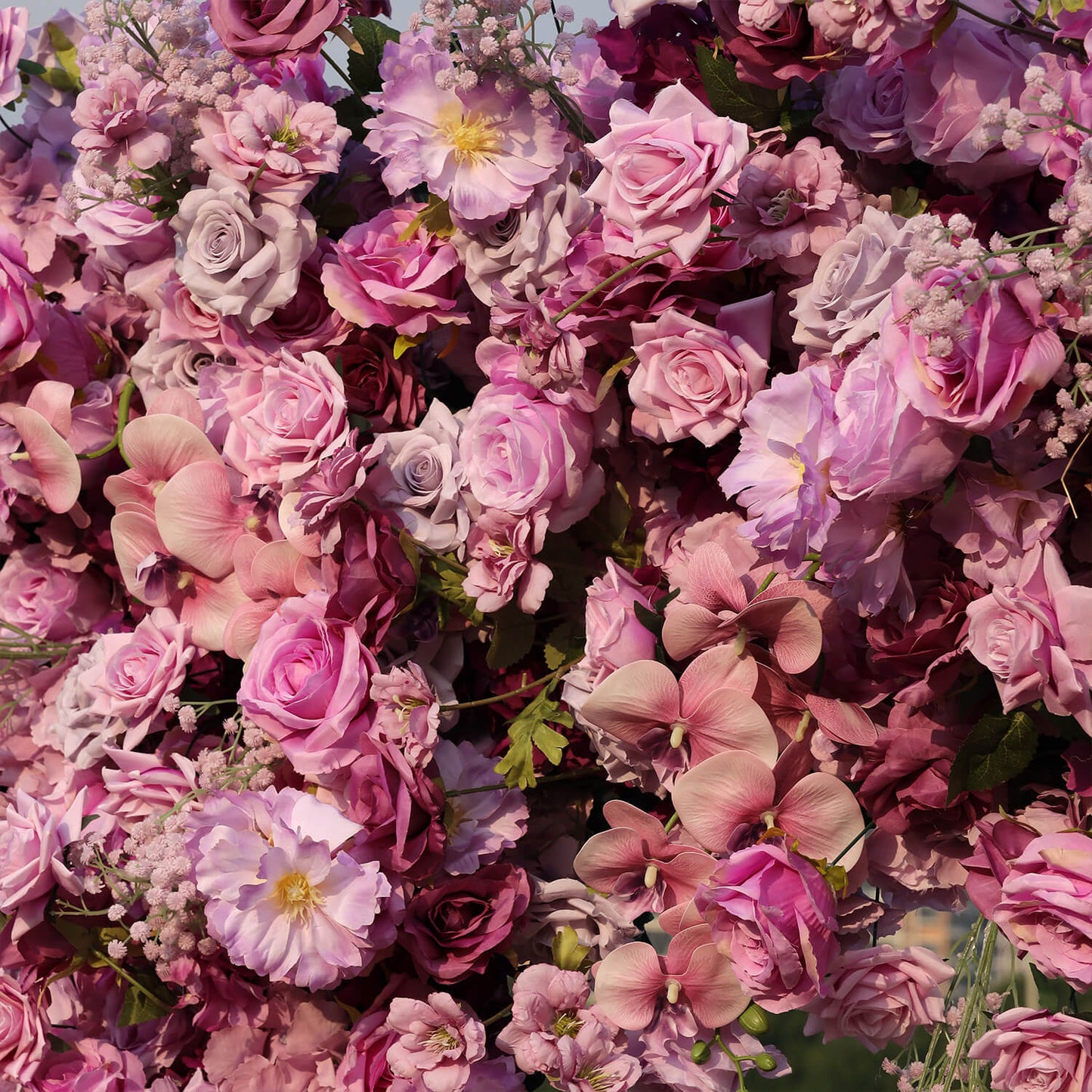 Purple Roses Fabric Artificial Arch Flower Wall-ubackdrop