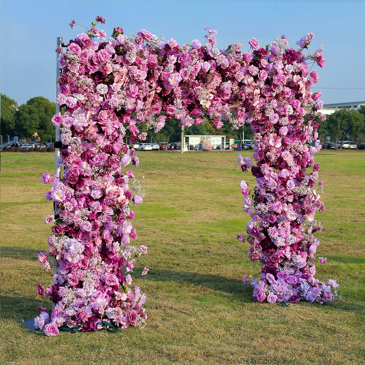 Purple Roses Fabric Artificial Arch Flower Wall-ubackdrop