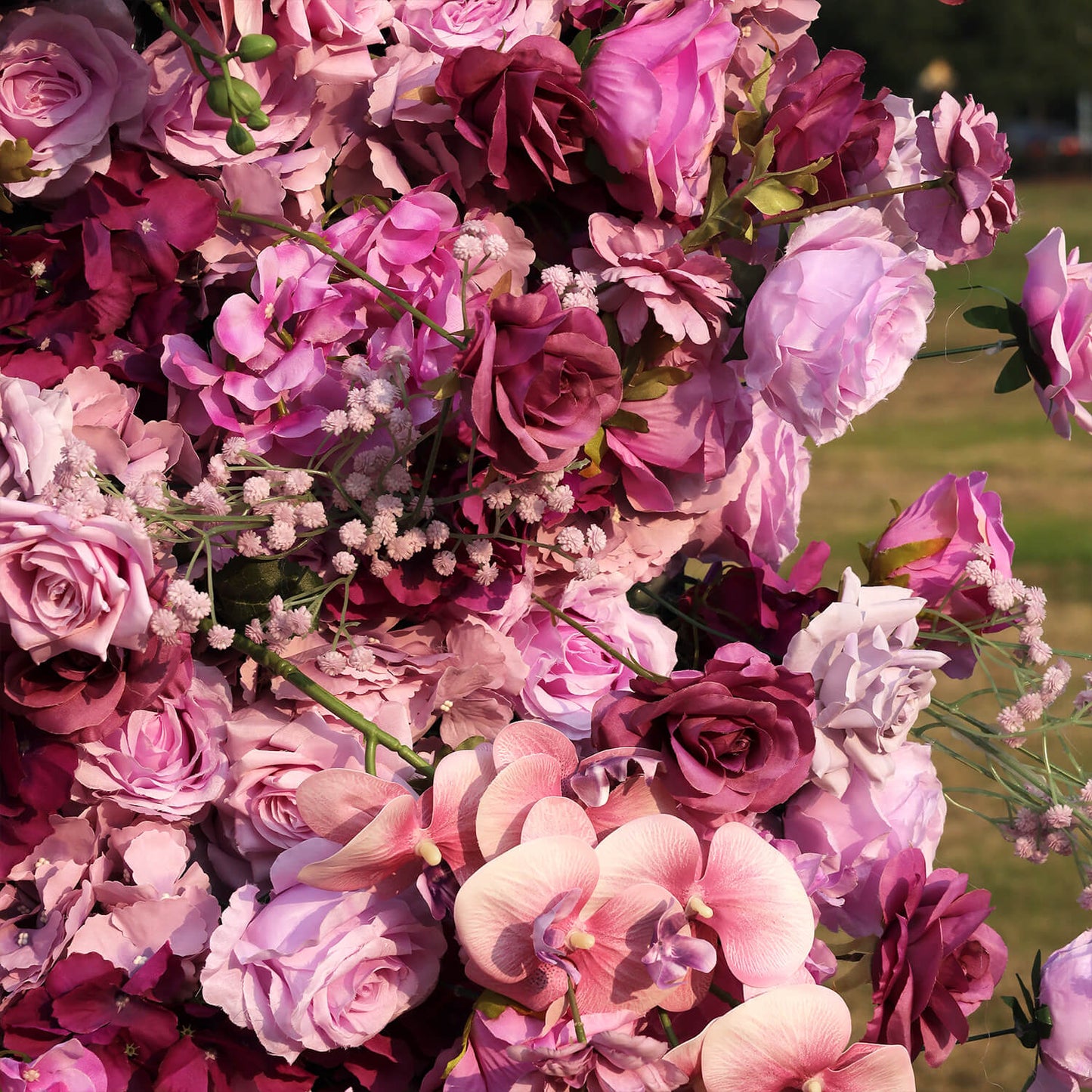 Purple Roses Fabric Artificial Arch Flower Wall-ubackdrop