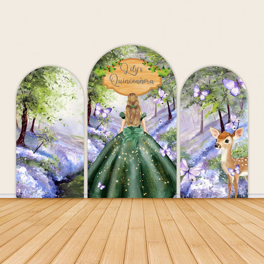 Quinceanera 15th Birthday Forest Backdrop Decoration Cover-ubackdrop