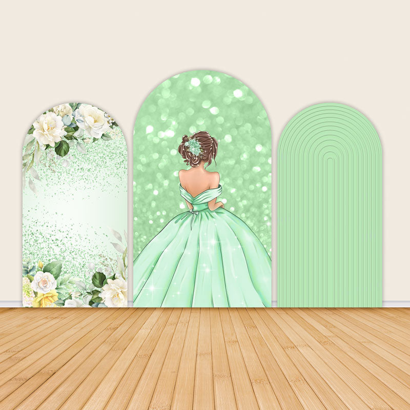 Quinceanera Floral Print 15th Birthday Party Arch Backdrop Covers-ubackdrop