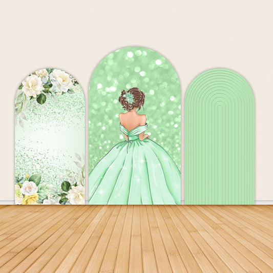 Quinceanera Floral Print 15th Birthday Party Arch Backdrop Covers-ubackdrop