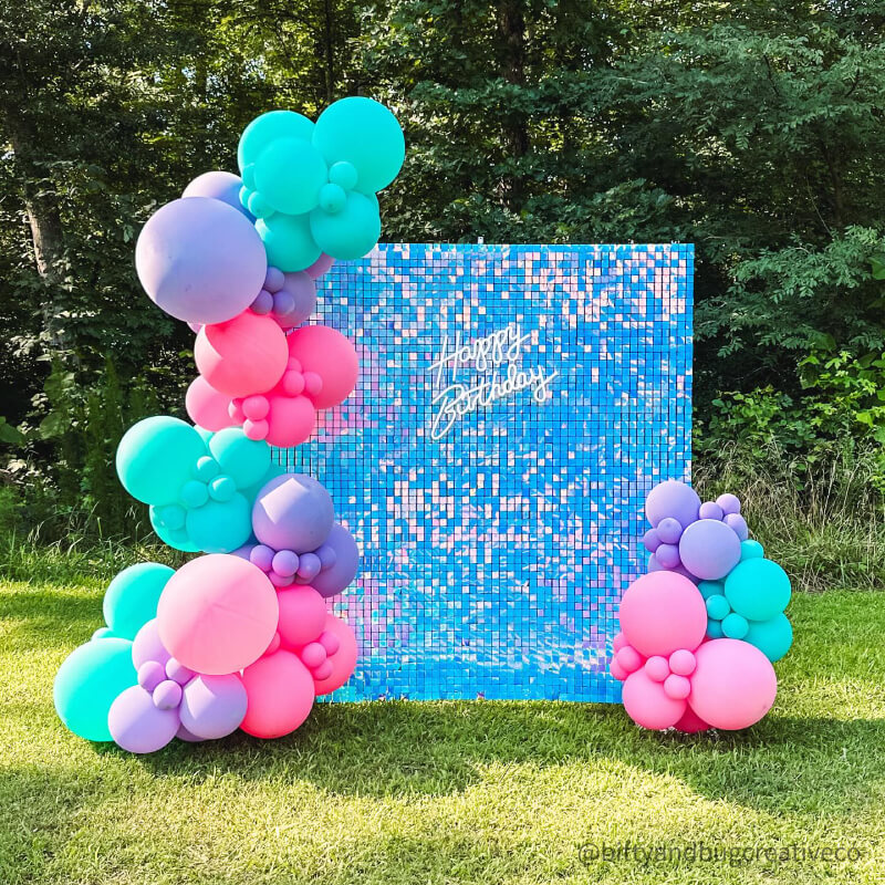 Rainbow Blue Shimmer Wall Panels – Easy Setup Wedding/Event/Theme Party Decorations-ubackdrop