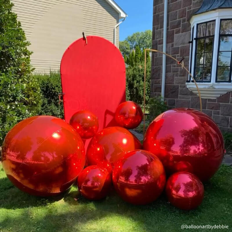 Red Inflatable Mirror Ball Reusable Big Bubble Balloon-ubackdrop