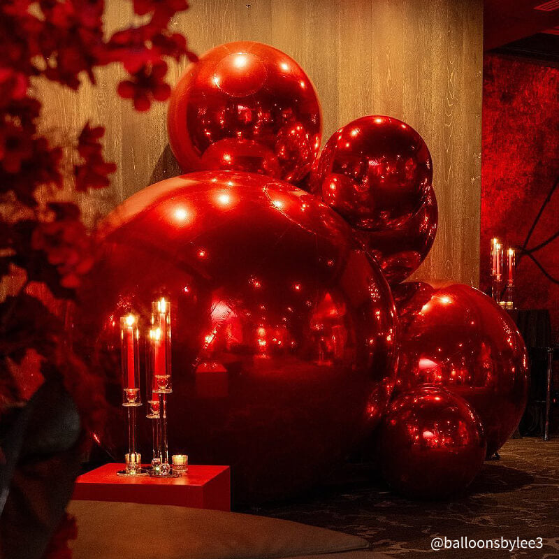 Red Inflatable Mirror Ball Reusable Big Bubble Balloon-ubackdrop