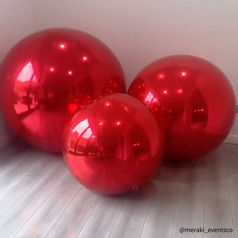 Red Inflatable Mirror Ball Reusable Big Bubble Balloon-ubackdrop