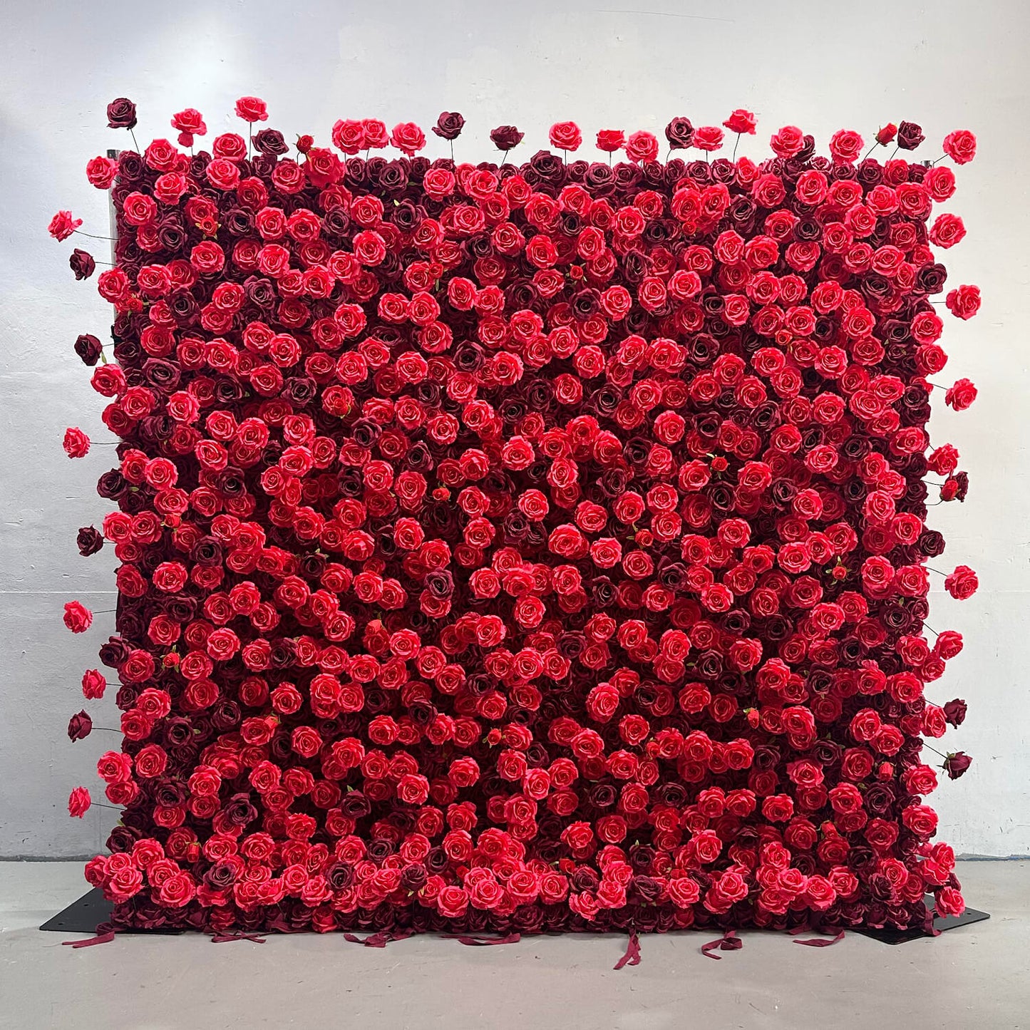 Red Roses Fabric Flower Wall For Wedding Arrangement-ubackdrop