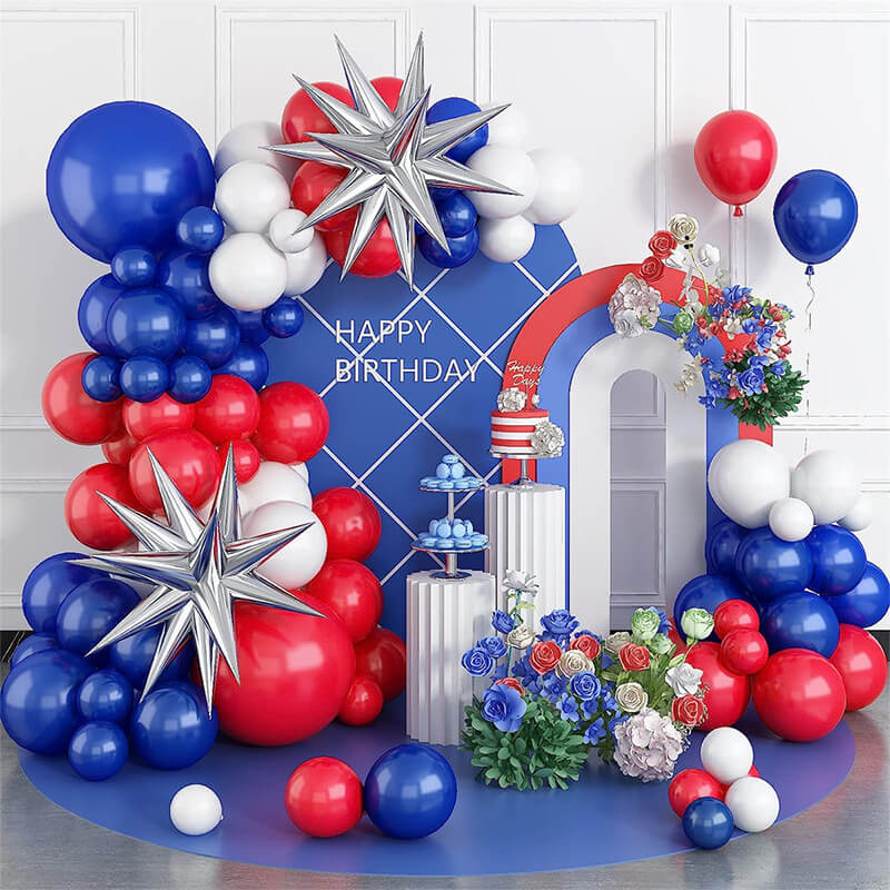 Red Blue White Balloon Garland Balloons Kit for Party Decoration-ubackdrop