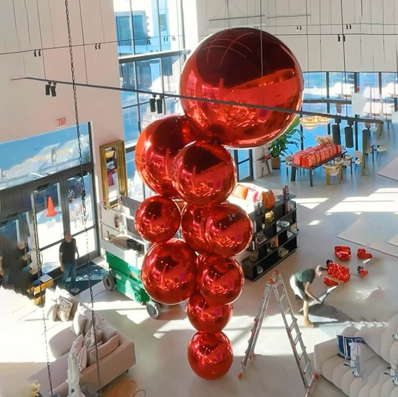 Red Inflatable Mirror Ball Reusable Big Bubble Balloon-ubackdrop