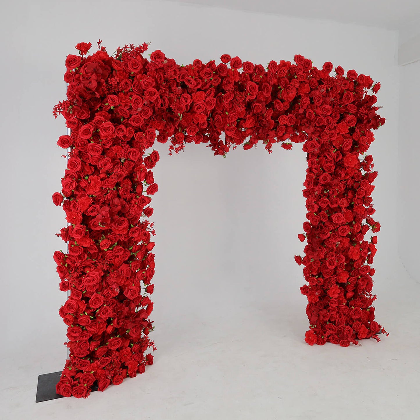 Red Roses Fabric Artificial Arch Flower Wall for Wedding-ubackdrop