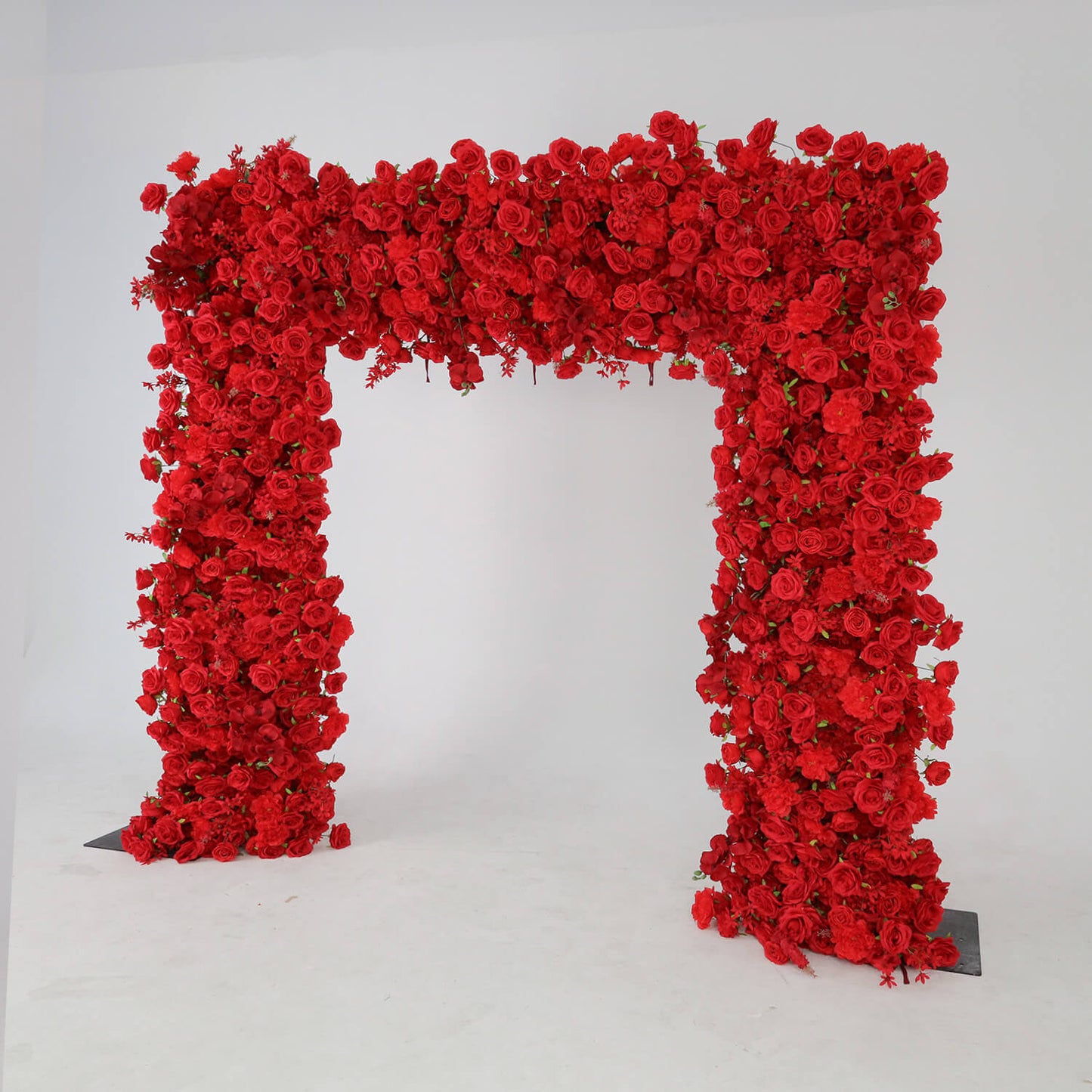 Red Roses Fabric Artificial Arch Flower Wall for Wedding-ubackdrop