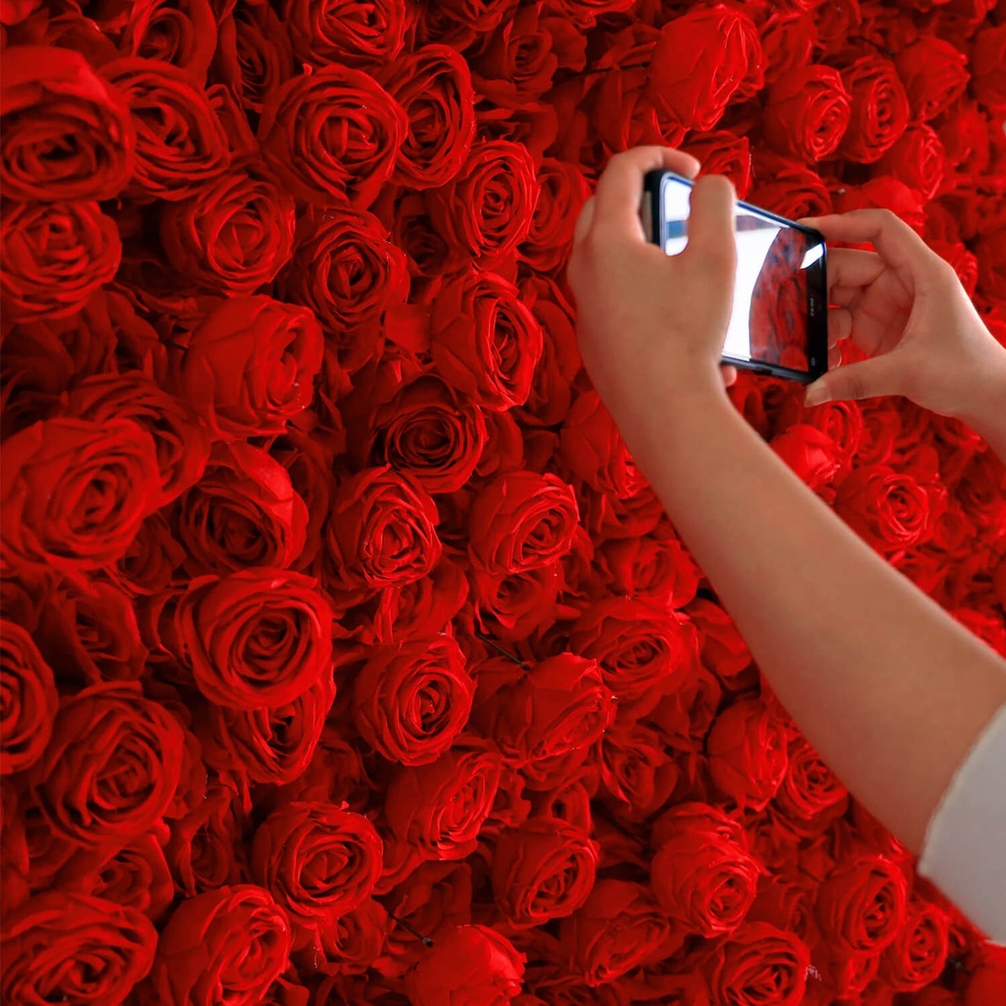 Full Red Roses Fabric Flower Wall For Wedding Arrangement Romantic Atmosphere-ubackdrop