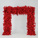 Red Roses Fabric Artificial Arch Flower Wall for Wedding
